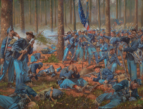 Chewed Up: The 8th U.S.C.T. at The Battle of Olustee, FL, Feb. 20,1864, Alkyd on canvas 30″x40″